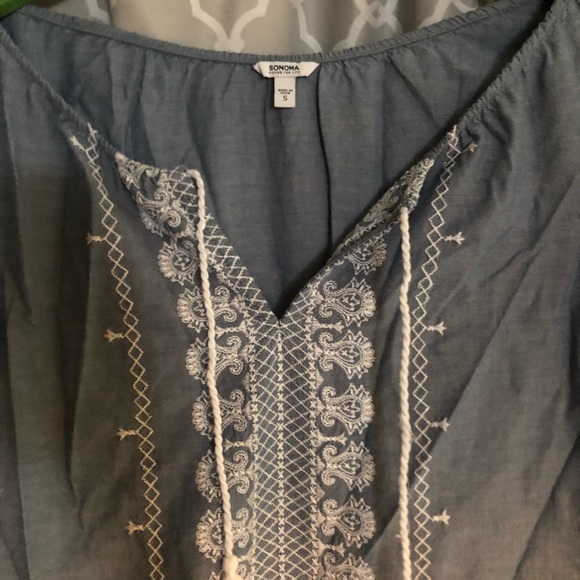 Chambray boho tunic tassel dress embroidered NWT! - Picture 2 of 3